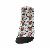 Personalized Photo Low Cut Ankle Socks With Your Lover's Face Floral Background