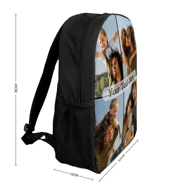 [Can Uplode 4 Photos] Custom Photo & Text 17inch Shoulder Backpack