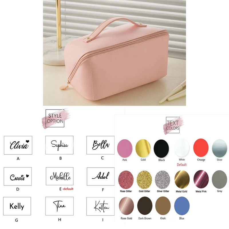 Custom Name Personalised Cosmetic Bag Portable PU Makeup Pouch Women Waterproof Bathroom Washbag with Name gift for Bridesmaid