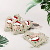 8 Pcs Personalized Customized Face Christmas Hat Cotton and Hemp Bunches Bags For Christmas Gift Bags