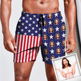 Personalized Suspenders Bandeau Bikini Set Custom Husband Face USA Flag Bathing Suit