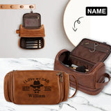 Custom Name PU Leather Large Unisex Cosmetic Bag Toiletry Bag Custom Name Unique Gift For Birthday| Fathers Day|