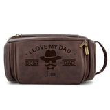 Custom Name PU Leather Large Unisex Cosmetic Bag Toiletry Bag Custom Name Unique Gift For Birthday| Fathers Day|