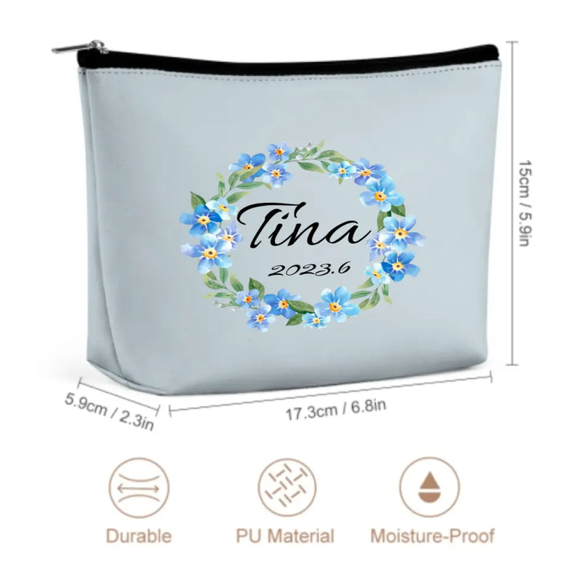 Custom Name Various Circle Flowers Portable Cosmetic Bag Best Gift For Her Bridesmaid Party Gifts Festival Gift