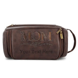 Custom Text Laser Process PU Leather Large Cosmetic Bag Toiletry Bag For My Mom