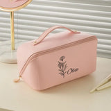 Custom Name Personalised Cosmetic Bag Portable PU Makeup Pouch Women Waterproof Bathroom Washbag with Name gift for Bridesmaid