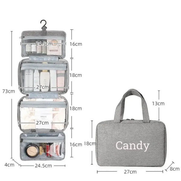 Custom Name Embroidered Cosmetic Storage Bag Personalized Travel Waterproof Folding Dry And Wet Separation Wash Bag Can Be Hung