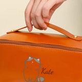 Custom Name Various Cats Cosmetic Bag Portable PU Makeup Pouch Waterproof Washbag