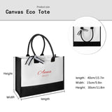 Personalized Name&Date Embroidery Craft Canvas Handbag Monogrammed Gift Tote Bag for Women