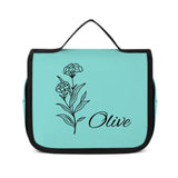 Custom Name Birth Month Simple Flower Portable Cosmetic Bag Toiletry Bag Fitness Travel Bag Best Gift for Friends and You
