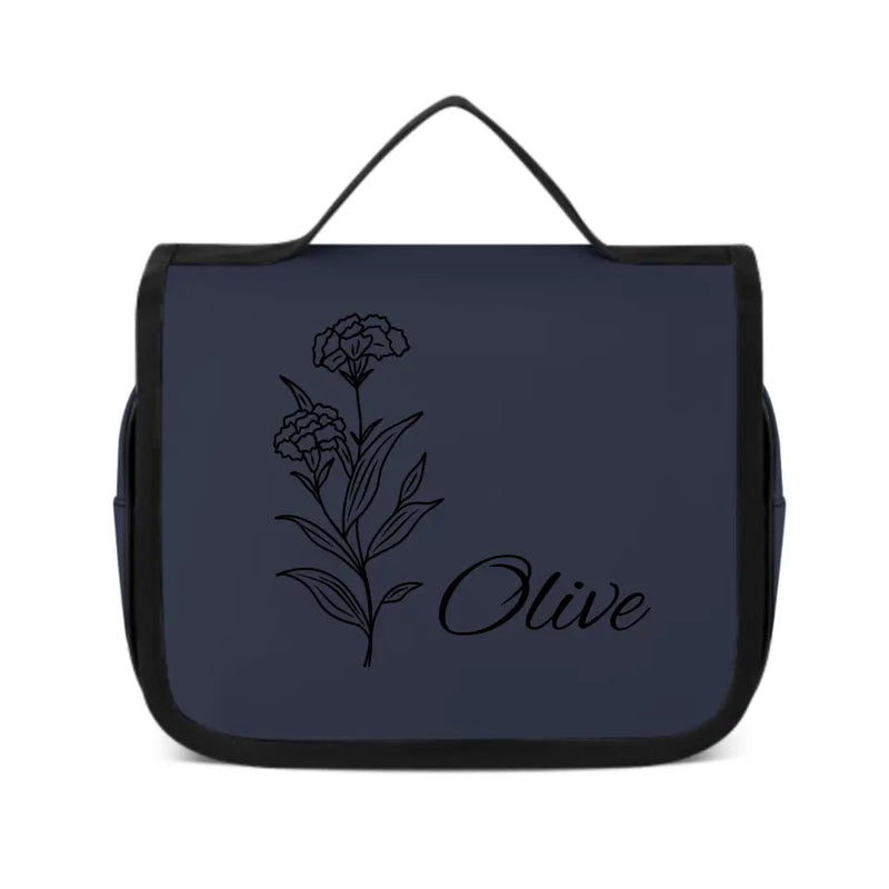 Custom Name Birth Month Simple Flower Portable Cosmetic Bag Toiletry Bag Fitness Travel Bag Best Gift for Friends and You