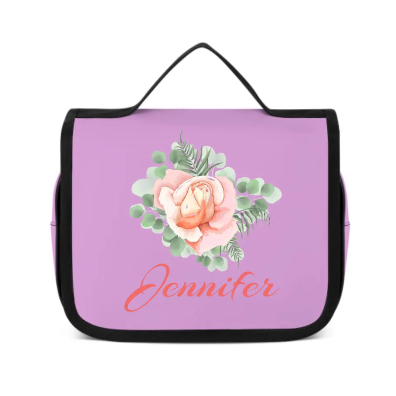 Custom Name Flower Portable Cosmetic Bag Toiletry Bag Fitness Travel Bag Best Gift for Friends and You