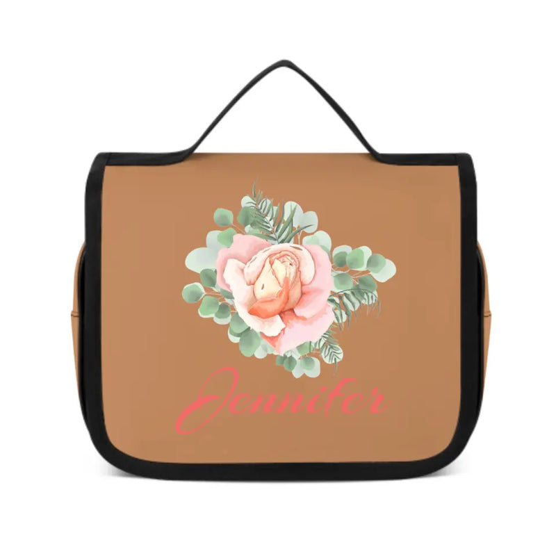 Custom Name Flower Portable Cosmetic Bag Toiletry Bag Fitness Travel Bag Best Gift for Friends and You