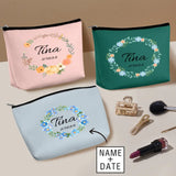 Custom Name Various Circle Flowers Portable Cosmetic Bag Best Gift For Her Bridesmaid Party Gifts Festival Gift