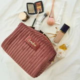 Custom Name Velvet Makeup Bag Personalized Travel Toiletry Cosmetic Bag Gift for Her Wedding Favors