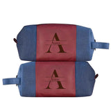 Custom Name&Initials Engraved Toiletry Bag PU Leather Bag Custom Canvas Handcrafted Travel Bag Waterproof Shaving Dopp Kit