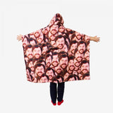Custom Seamless Face  Cloak Hooded Blanket For Men Women Kids
