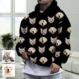 [Thickened Fabric] Custom Faces Pet Dog Cat Men's Fleece Thickened Hoodies