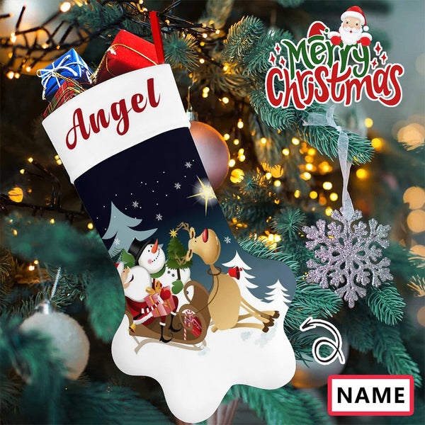 16.6in(L) Plus Size-Custom Name Socks Paw Christmas Stocking Holiday Decor Gifts