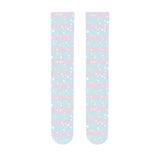 [Free Shipping]-Pink Gradient Rainbow Over-The-Knee Stockings DIY Face Personalized Custom Calf Socks Harajuku Fashion Sexy Women Stockings