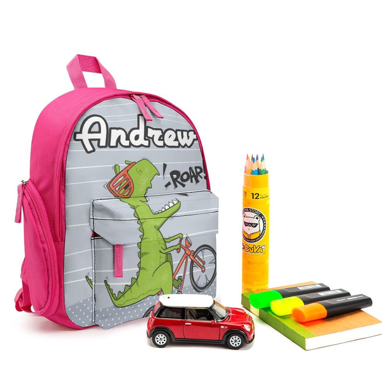 Custom Name or Text Funny Dinosaur Personalized Kids Backpack School Bag Back To School Gifts