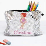 Custom Name Ballerina Flip Sequins Cosmetic Bag Personalized Sequin Photo Zippered Makeup Pouch Bag