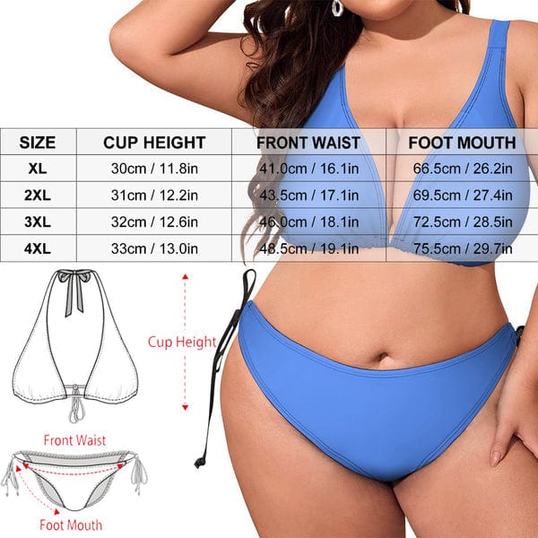 XL-4XL #Plus Size Flag Style Bikini Set Custom Face Plus Size Swimsuit