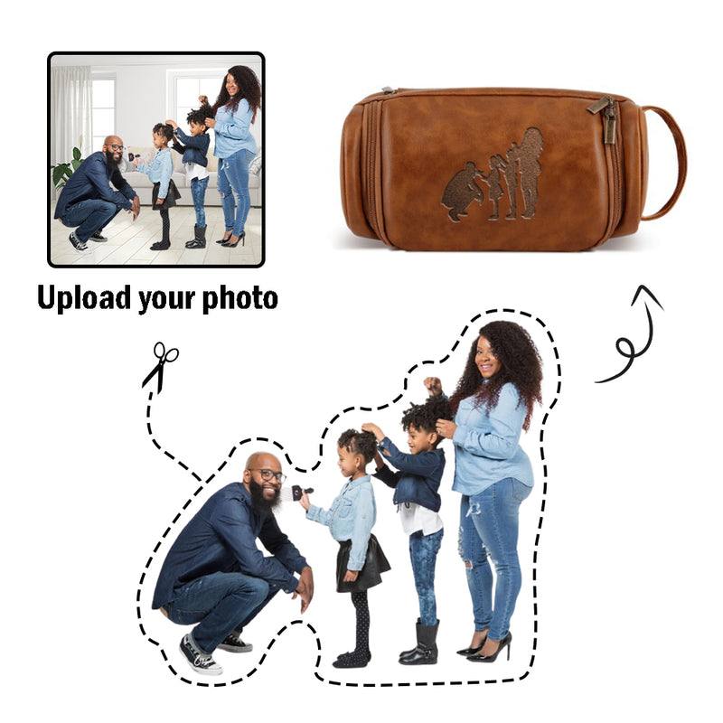 Custom Your Photo Laser Process PU Leather Large Unisex Cosmetic Bag Toiletry Bag
