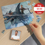 Custom Face Shark Rectangle Jigsaw Puzzle Best Indoor Gifts 110 Pieces