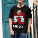 Custom Face Super Dad T-Shirt Funny Birthday Holiday Gift Tee