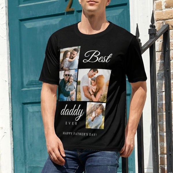 Custom Photo&Text Best Daddy T-Shirt Birthday Holiday Gift Tee