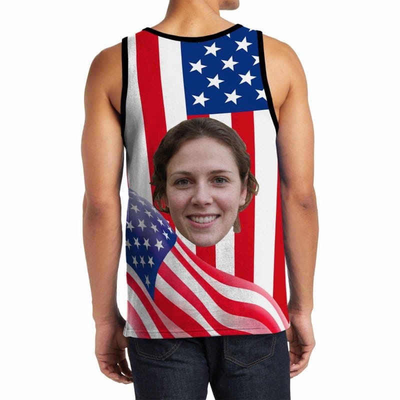 Custom Face USA Flag Tops Women's Halterneck Strapless Vest Shirt