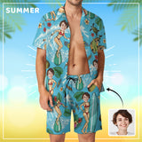 Personalized Men's Beach Suit Custom Face Bikini Beauty Men's Hawaiian Shirt and Beach Shorts