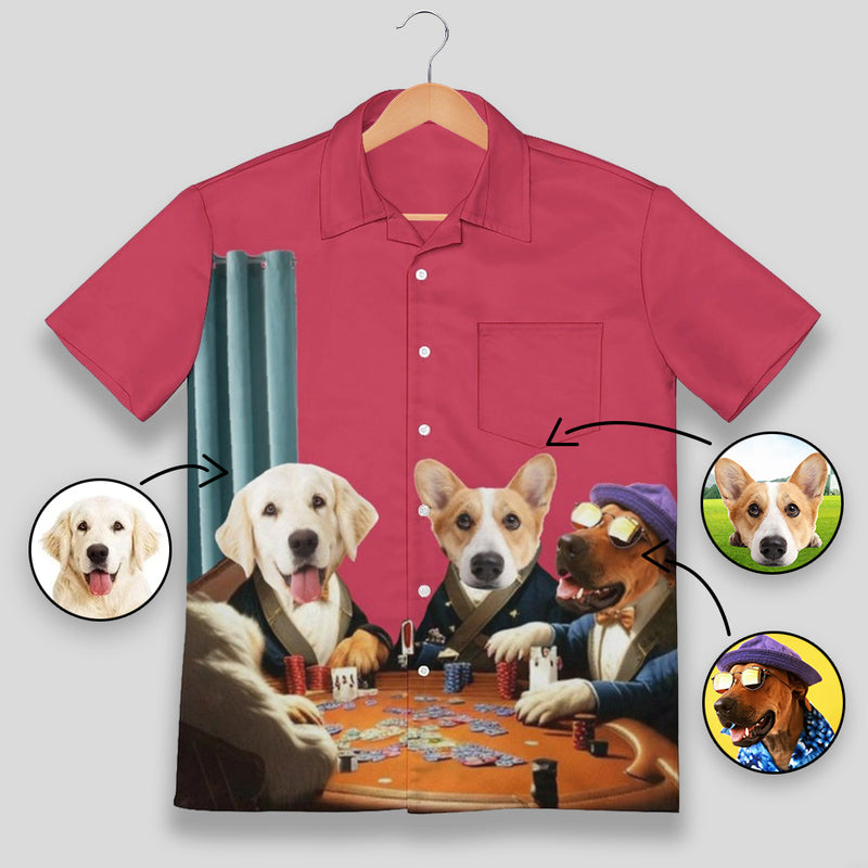 Hawaiian Shirt Custom Pet Photo Dog Poker Short-Sleeve Hawaiian Shirt