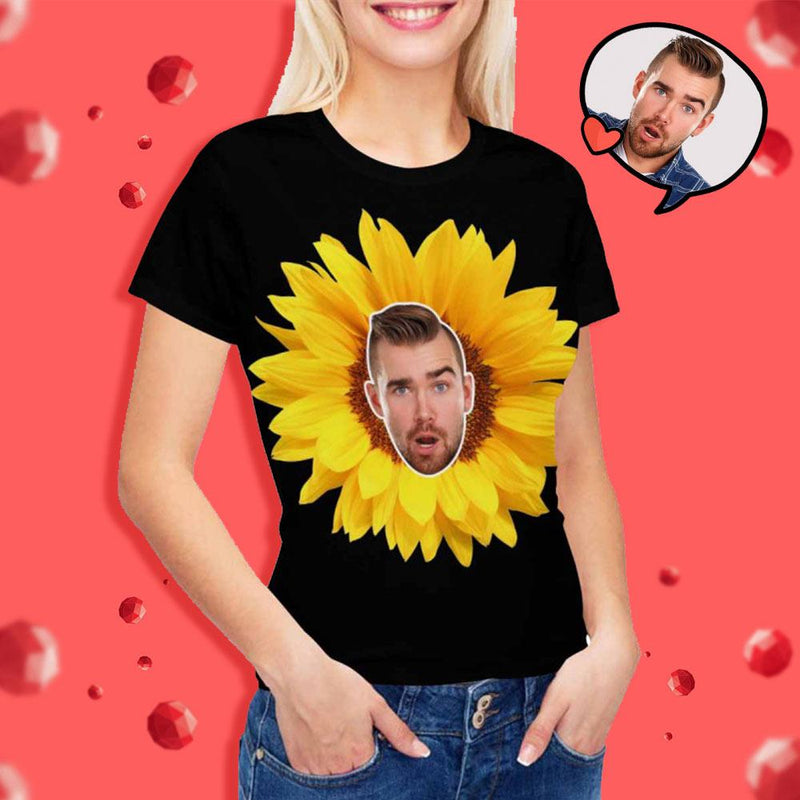 Custom Face Sunflower Women's T-shirt