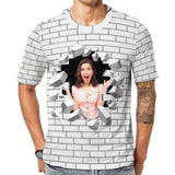 Custom Face Men's T shirt Tee Funny T Shirts Optical Illusion Crew Neck Clothing Apparel 3D Print Daily Sports Print Fashion