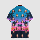 Hawaiian Shirts Custom Coconut Tree Pattern Blue Short Sleeve Colorful Hawaiian Shirts