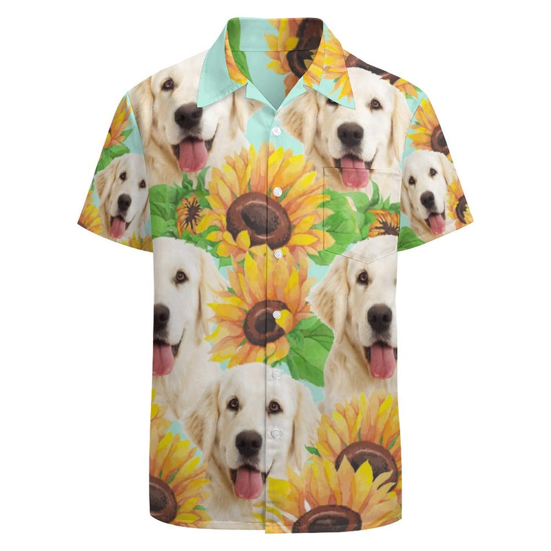 Hawaiian Shirt Custom Pet Photo Sunflower Pattern Short-Sleeve Hawaiian Shirt