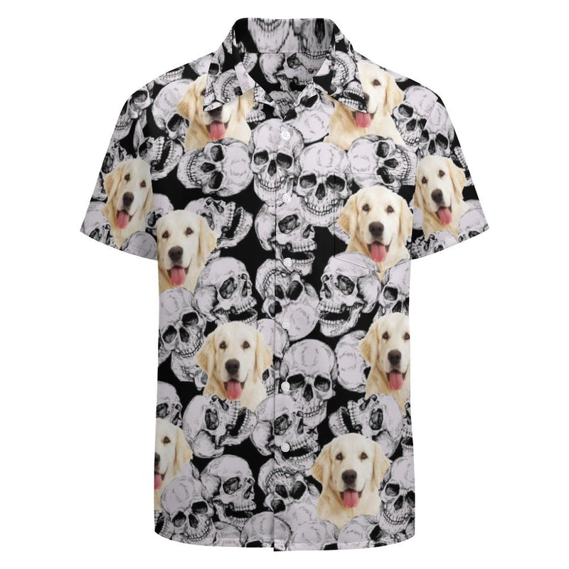 Hawaiian Shirt Custom Pet Photo Skull Short-Sleeve Hawaiian Shirt
