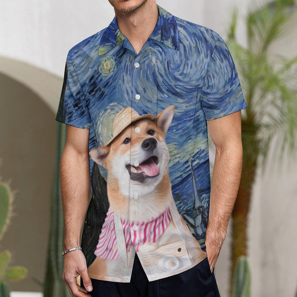 Hawaiian Shirt Custom Pet Photo Oil Painting World Short-Sleeve Hawaiian Shirt
