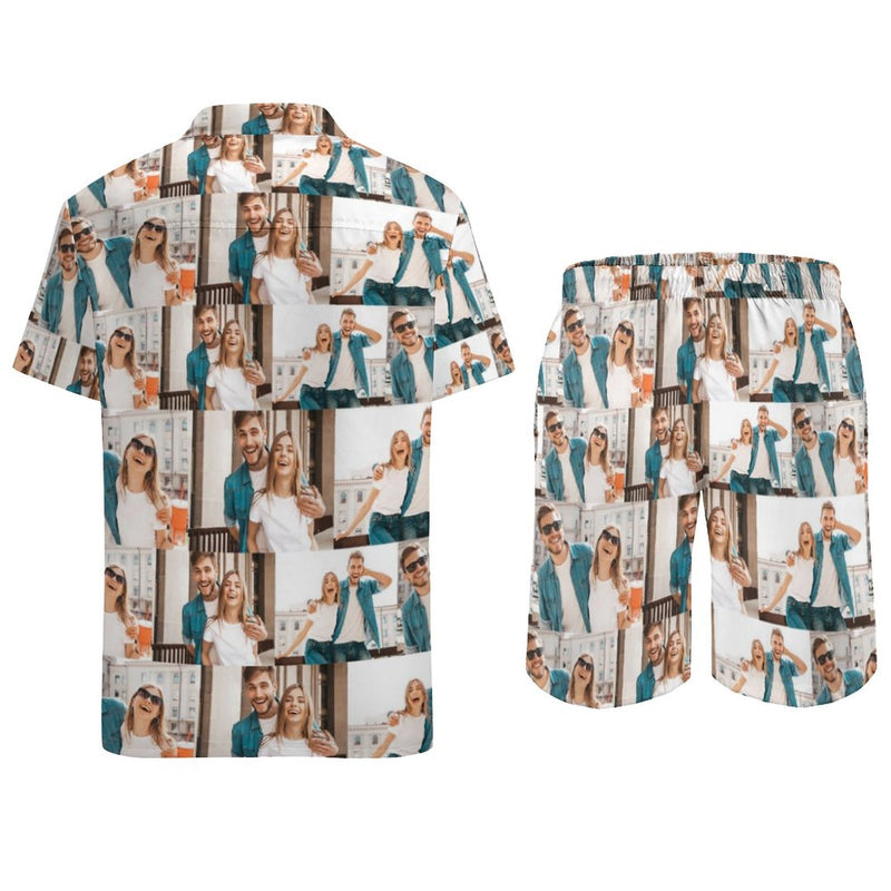 Personalized Men's Beach Suit Custom 3 Photos Men's Hawaiian Shirt and Beach Shorts