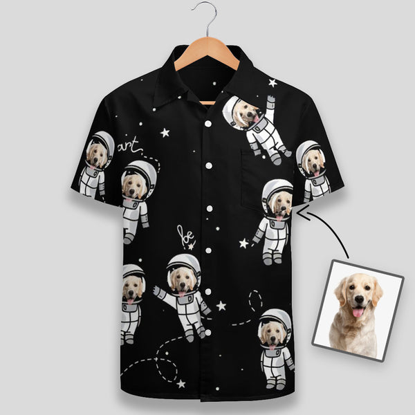 Hawaiian Shirt Custom Pet Photo Space Astronaut Short-Sleeve Hawaiian Shirt