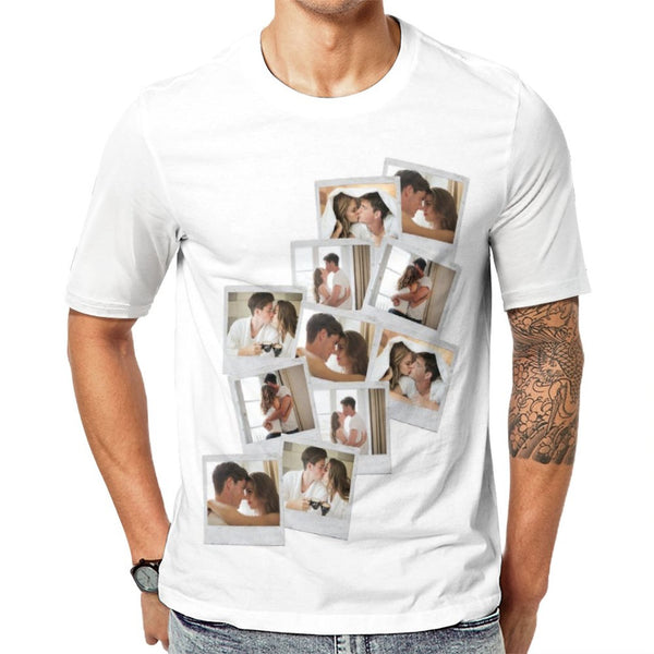 Up to 5 Pictures Can Be Customized Men's Classic Round Neck T-shirt