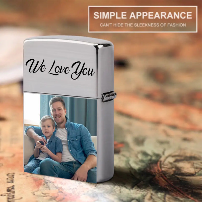 [Free Shipping] Custom Photo&Text Metal Single-Sided Printing Lighter Housing Father's Day Gift