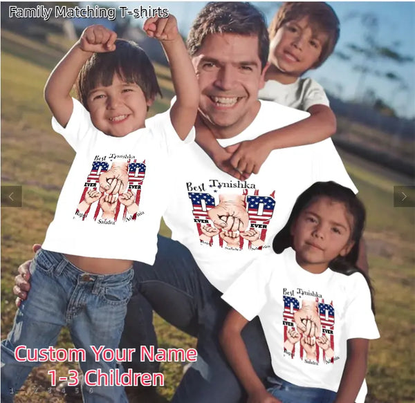 Custom Name Fist Bump 100% Cotton T-shirts Family Top