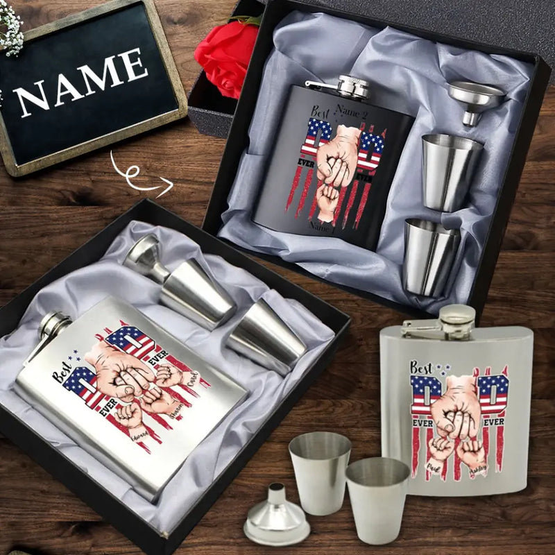 Fathers Day Gifts Personalized Flask Set For Father Custom Name Stainless Steel Hip Flasks For Dad