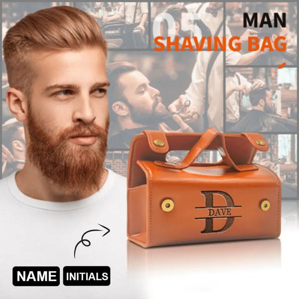 Custom Name and Initial Men's PU leather shaving bag (laser)