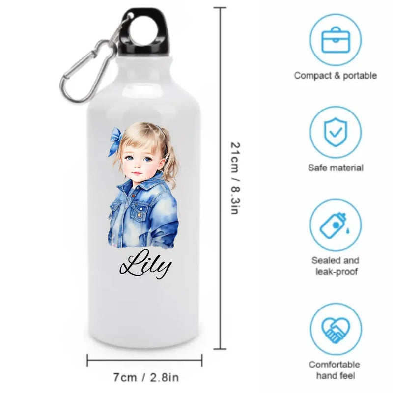 Custom Name Girl&Boy Sport Bottle Aluminum Kids Drink Bottles 600ml Portable Children Water Bottle