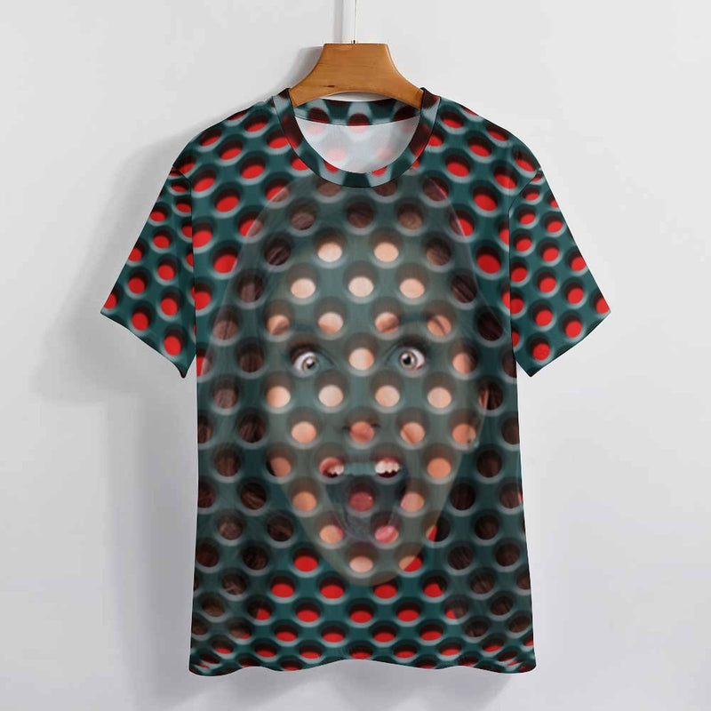 Custom Face Men's T shirt Tee Funny T Shirts Red Optical Illusion Crew Neck Clothing Apparel 3D Print Daily Sports Print Fashion