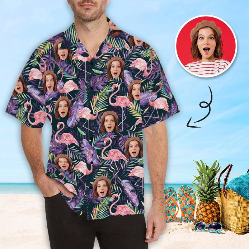 Hawaiian Shirt Custom Face Flamingo Men's Hawaiian Shirt